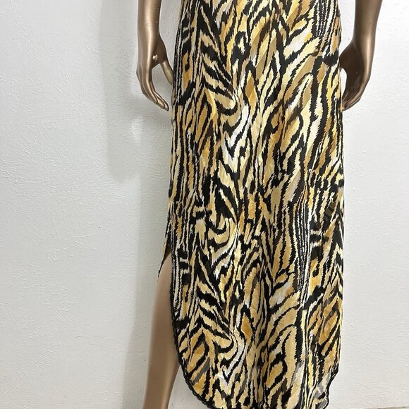 VTG Lucie Ann Satin Slip Nightgown Animal Print Black Lace Low Back USA Made Am - Picture 4 of 14